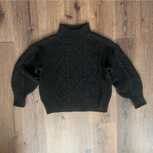 Thick Cozy Black Cable Knit Sweater